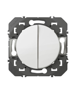 DOUBLE INTERRUPTEUR OU VA-ET-VIENT DOOXIE 10AX 250V~ FINITION BLANC