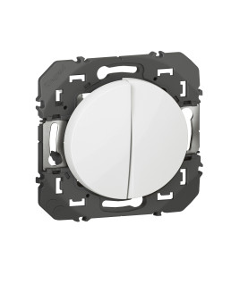 DOUBLE INTERRUPTEUR OU VA-ET-VIENT DOOXIE 10AX 250V~ FINITION BLANC