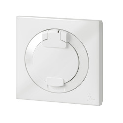 PRISE DE COURANT 2P+T A PUITS DOOXIE 16A IP44 LIVREE AVEC PLAQUE CARREE BLANCHE