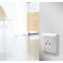 PRISE 2P+T SURFACE MOSAIC 2 MODULES AVEC CONNEXION BORNES AUTOMATIQUES - BLANC