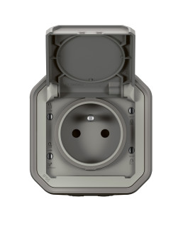 PRISE DE COURANT 2P+T PLEXO COMPLET SAILLIE GRIS