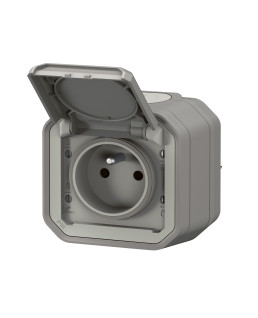 PRISE DE COURANT 2P+T PLEXO COMPLET SAILLIE GRIS