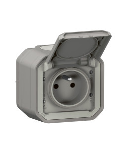 PRISE DE COURANT 2P+T PLEXO COMPLET SAILLIE GRIS