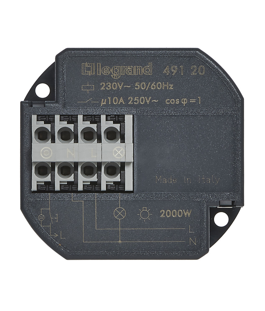 TELERUPTEUR UNIPOLAIRE 10AX 230V~ 50HZ A 60HZ INTENSITE MAXIMUM ACCEPTEE 50MA