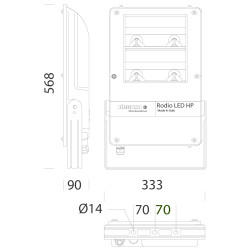 RODIO 1898 LED ASYMETRIQUE 318W 49474LM 4000K GRAPHITE