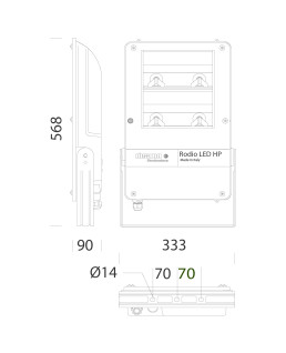 RODIO 1898 LED ASYMETRIQUE 318W 49474LM 4000K GRAPHITE