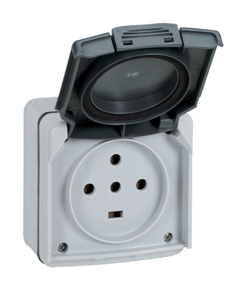 PRISE ETANCHE 3P+T+N 20A PLEXO COMPLET IP55 SAILLIE - GRIS