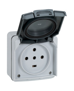 PRISE ETANCHE 3P+T+N 20A PLEXO COMPLET IP55 SAILLIE - GRIS