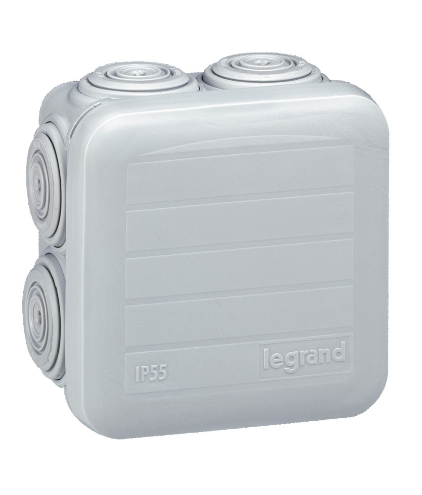 BOITE DE DERIVATION CARREE PLEXO DIMENSIONS 65X65X40MM - GRIS RAL7035