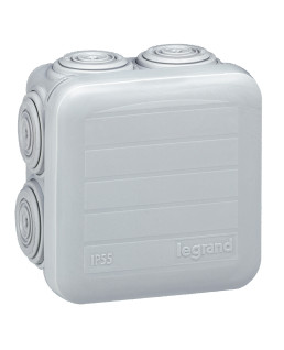 BOITE DE DERIVATION CARREE PLEXO DIMENSIONS 65X65X40MM - GRIS RAL7035