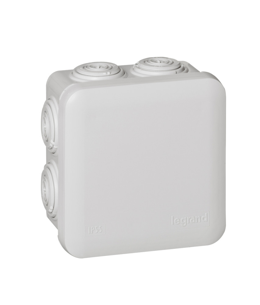 BOITE DE DERIVATION CARREE PLEXO DIMENSIONS 80X80X45MM - GRIS RAL7035